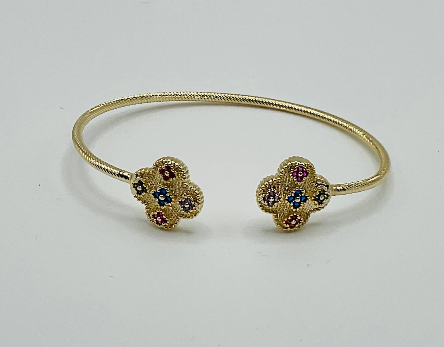 Colourful Pave Clover Cuff