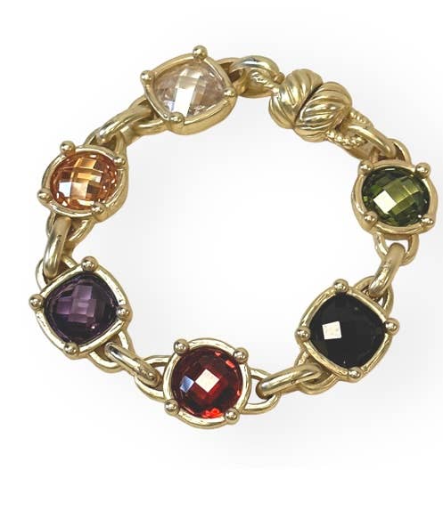 Matte Gold Multi Coloured Statement Bracelet