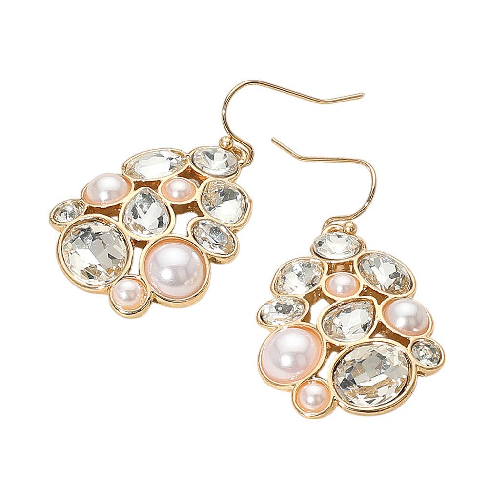 Mixed Stone Cluster Dangle Earrings