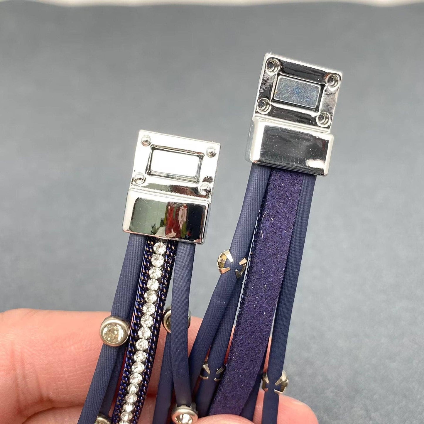 CZ Multi-layer Leather Magnetic Buckle Bracelet - BJ/LB