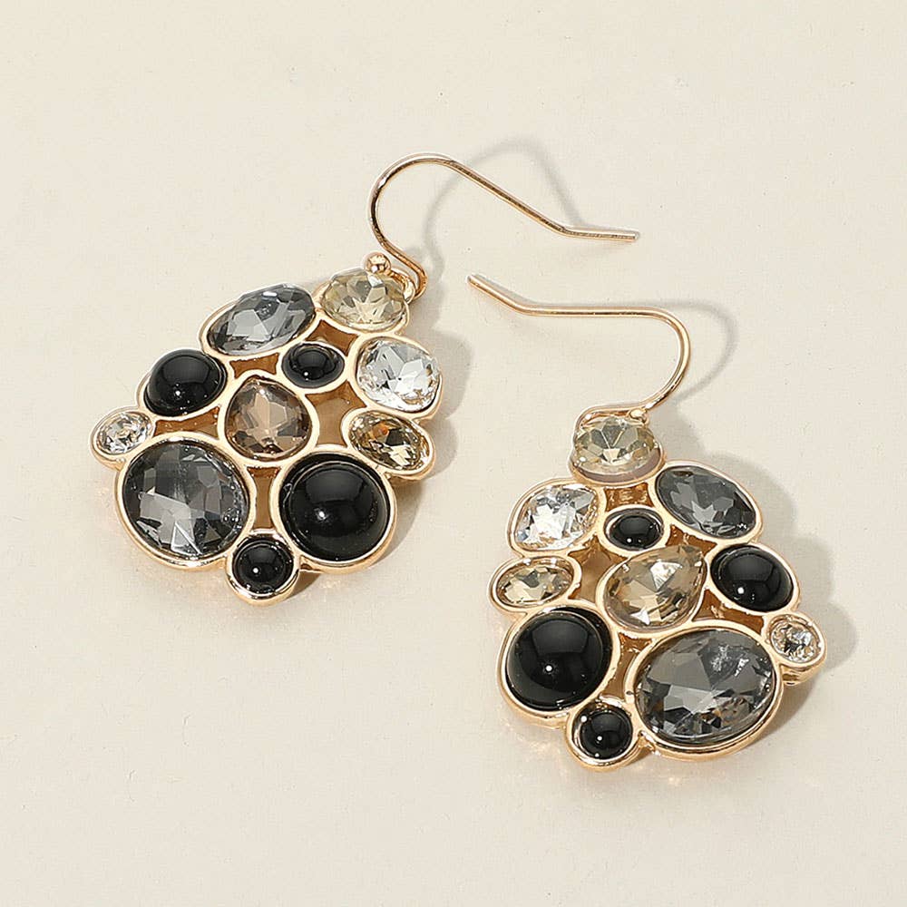 Mixed Stone Cluster Dangle Earrings