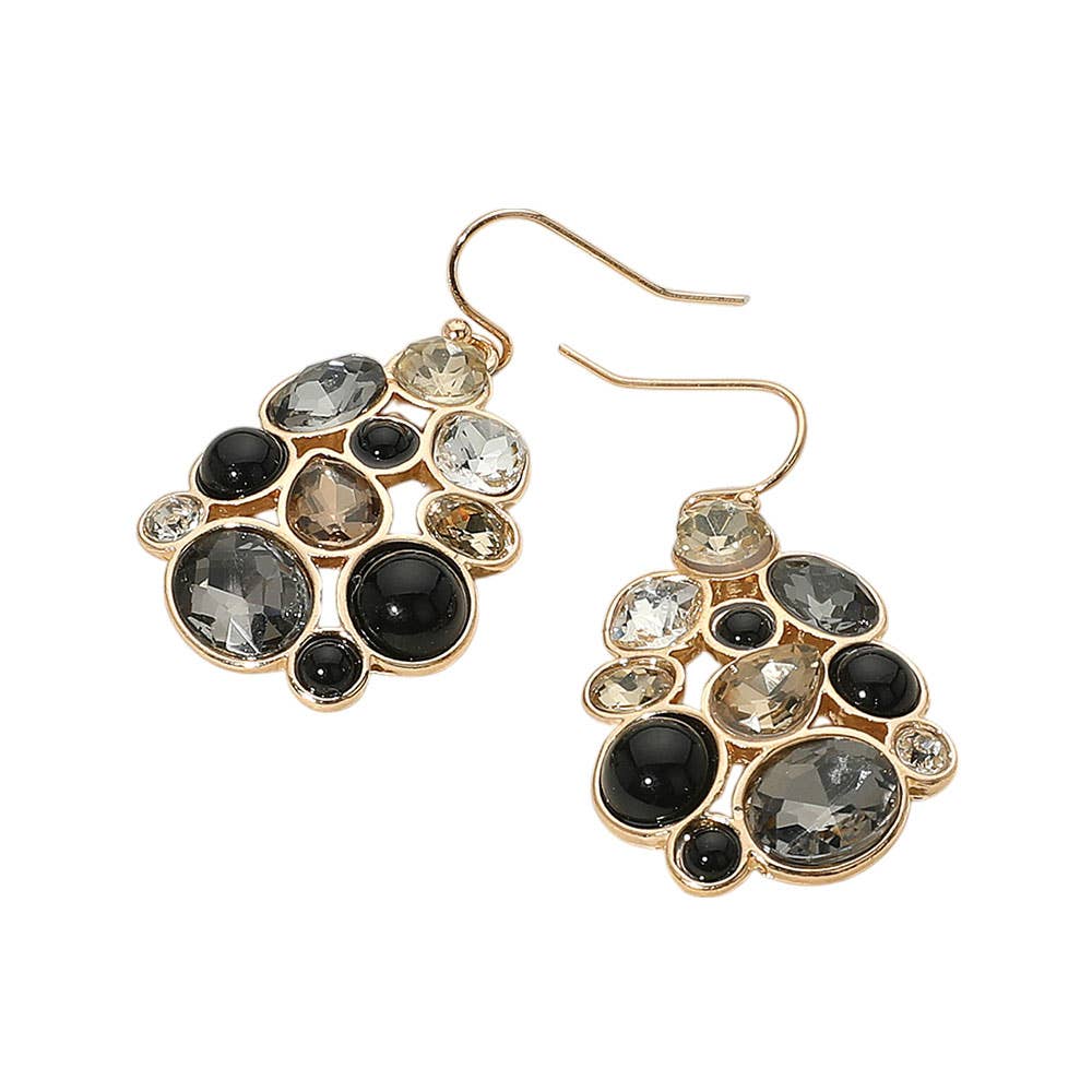 Mixed Stone Cluster Dangle Earrings