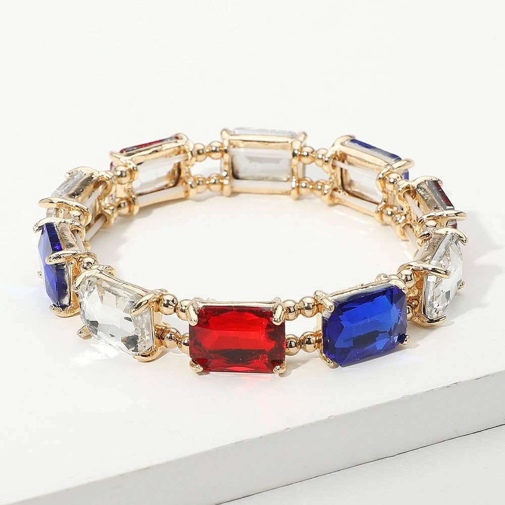 Emerald Cut Stone Stretch Evening Bracelet