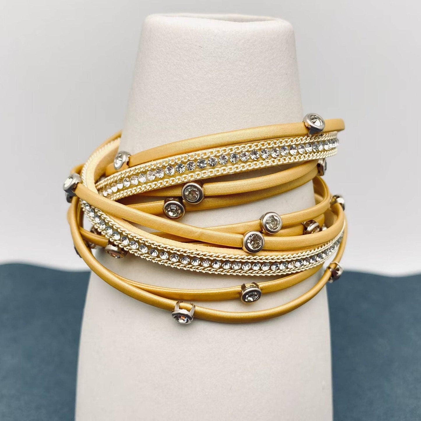 CZ Multi-layer Leather Magnetic Buckle Bracelet - BJ/LB