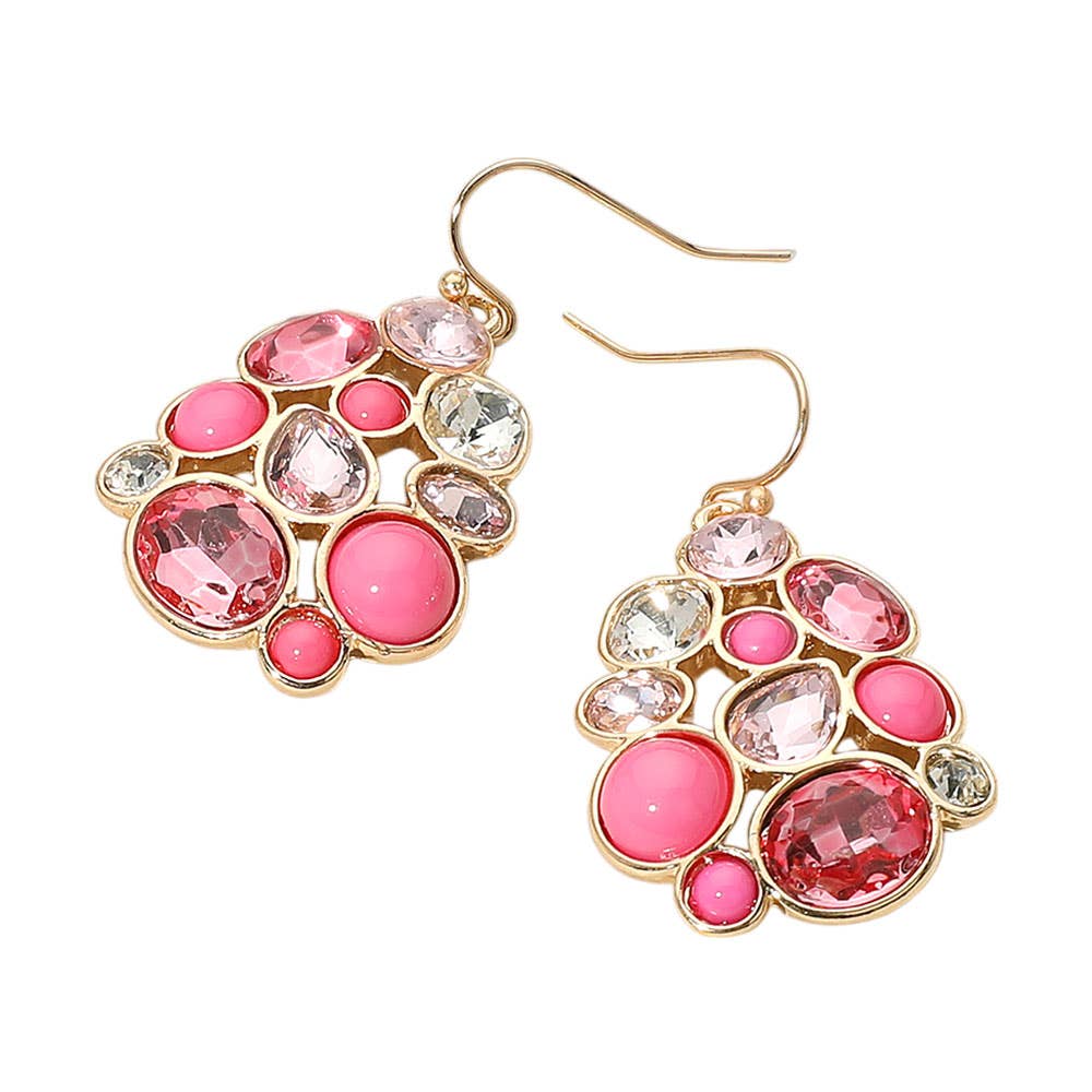 Mixed Stone Cluster Dangle Earrings