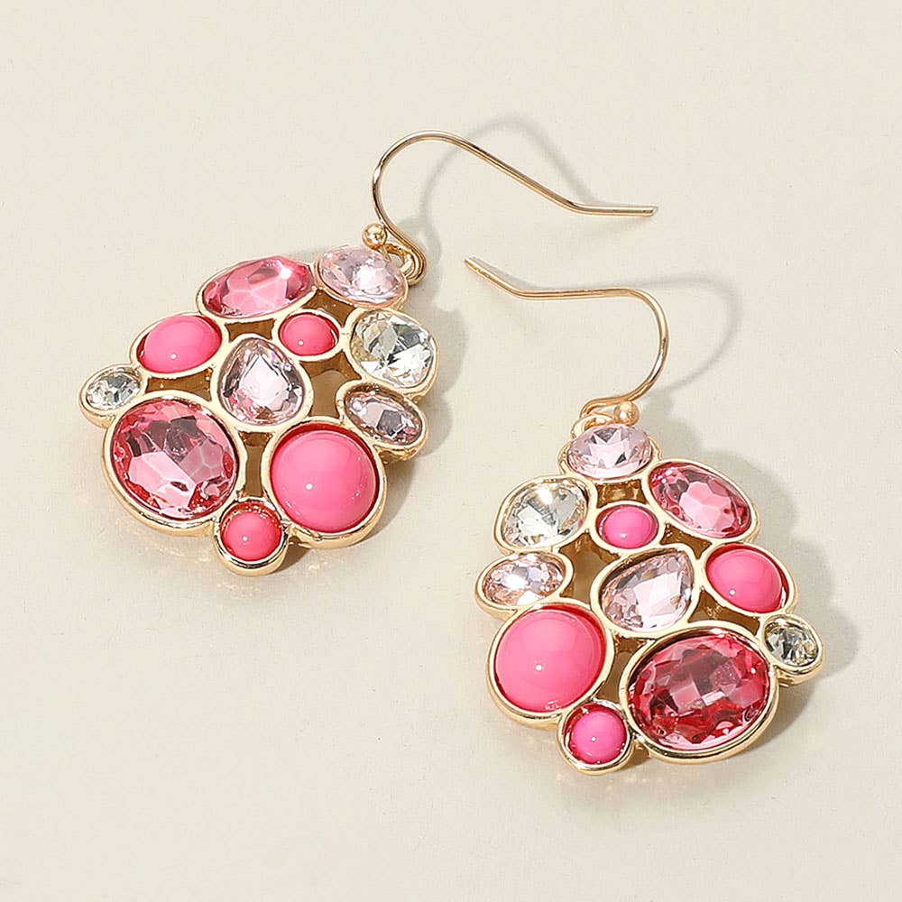 Mixed Stone Cluster Dangle Earrings