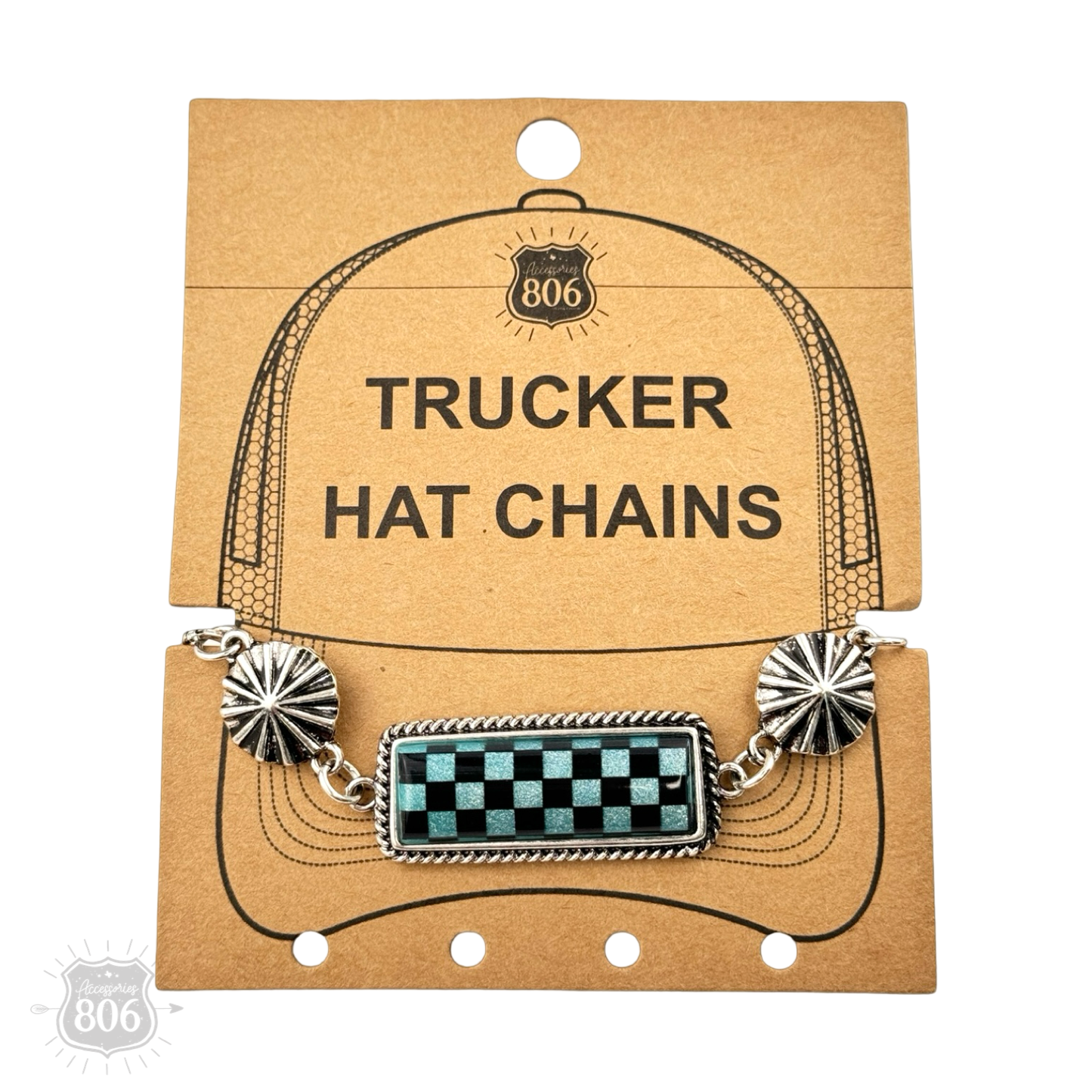 Checkerboard charm trucker hat chain