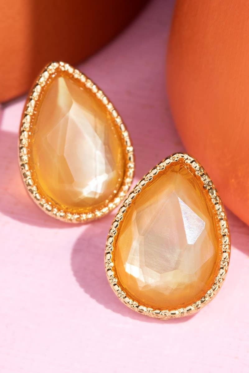 Glass Teardrop Stud Earrings