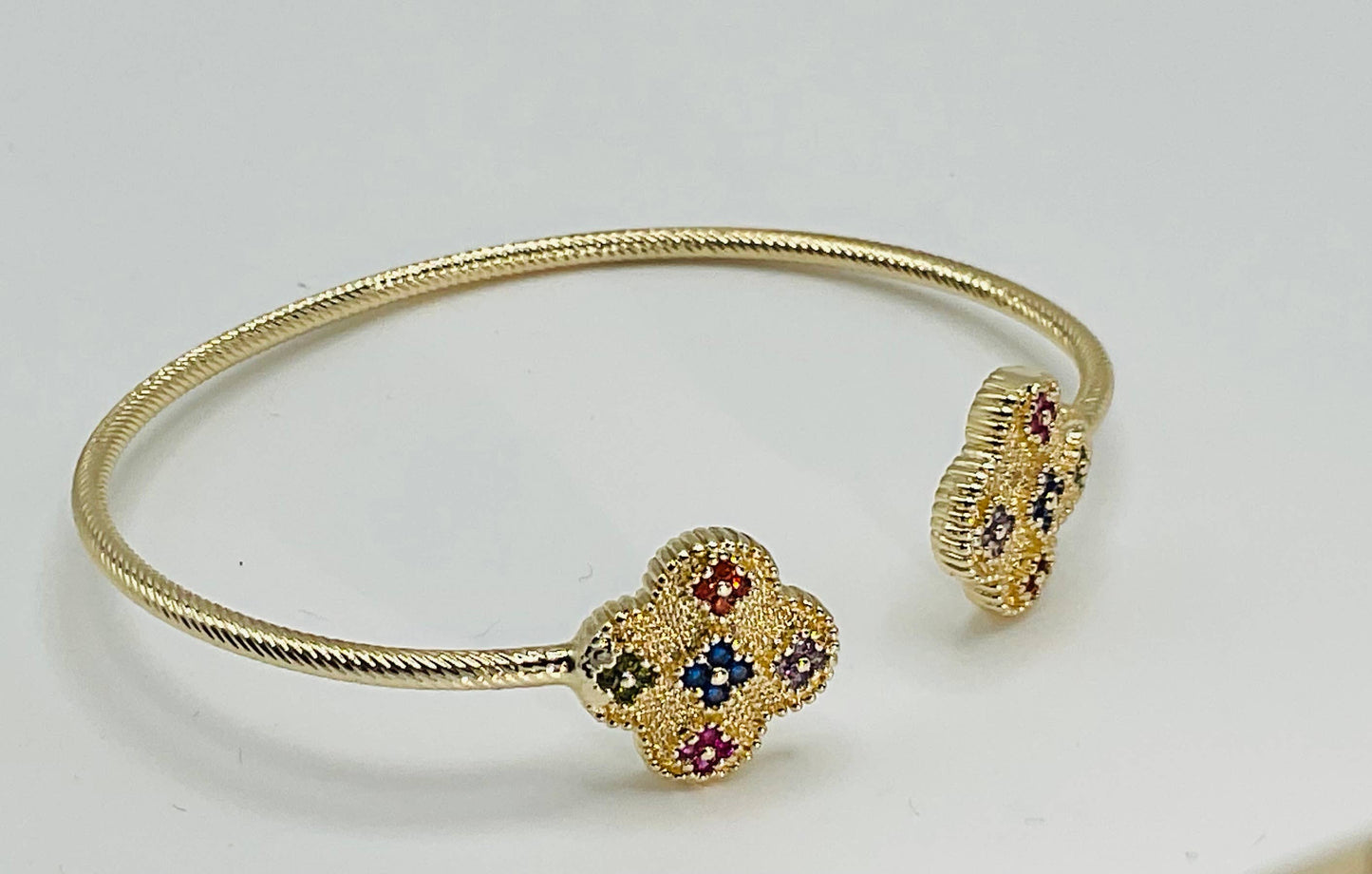 Colourful Pave Clover Cuff