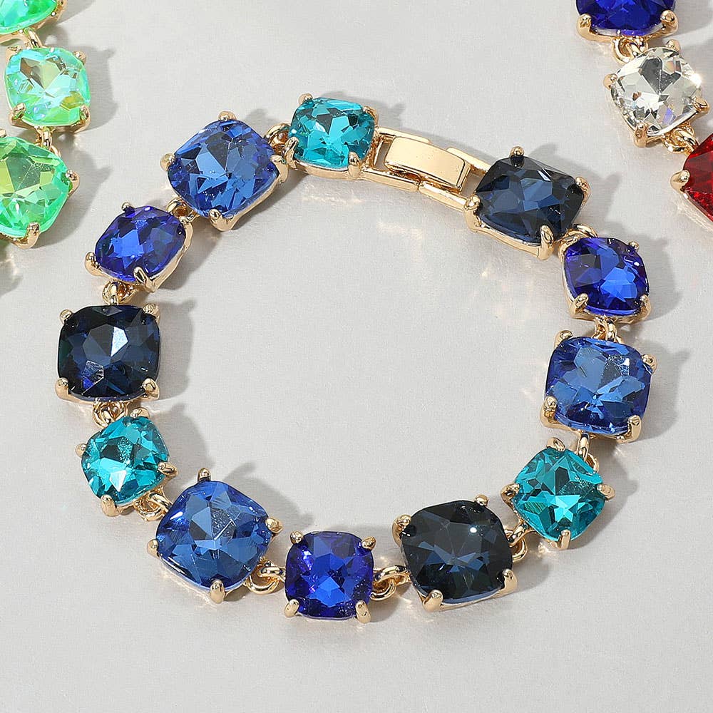 Cushion Square Stone Link Evening Bracelet