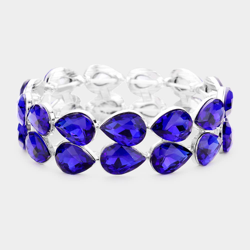 Glass Crystal Teardrop Stretch Evening Bracelet