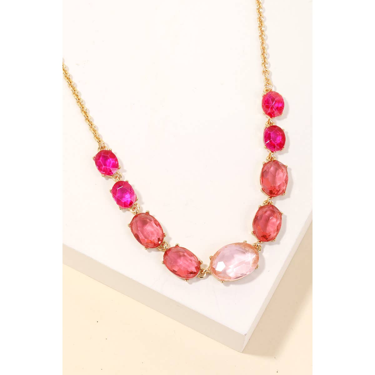 Rhinestone Gradient Charms Chain Necklace