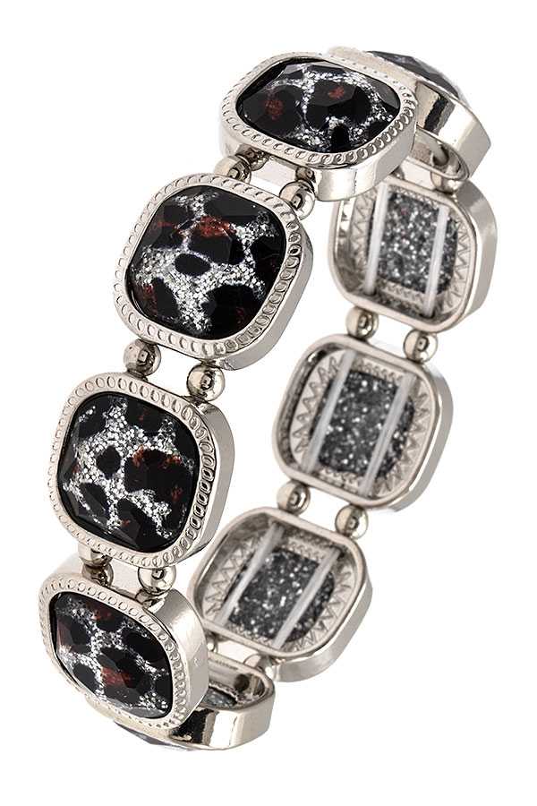 FACETED SQUARE GEM LINK BRACELET 394