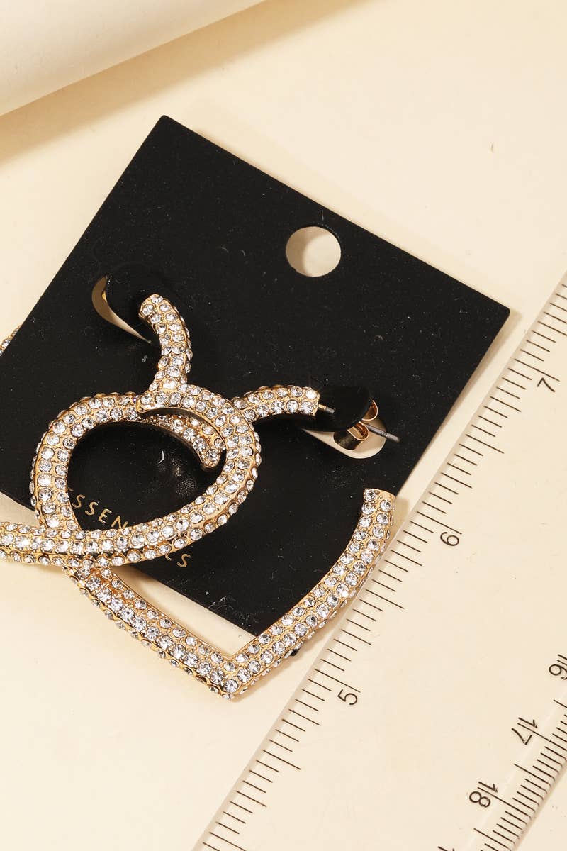 Gold Dipped Pave Heart Hoop Earrings