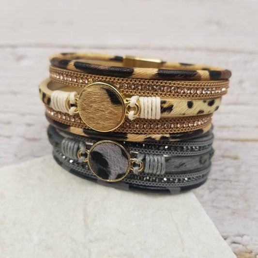 Leopard Magnetic Leather Bracelet