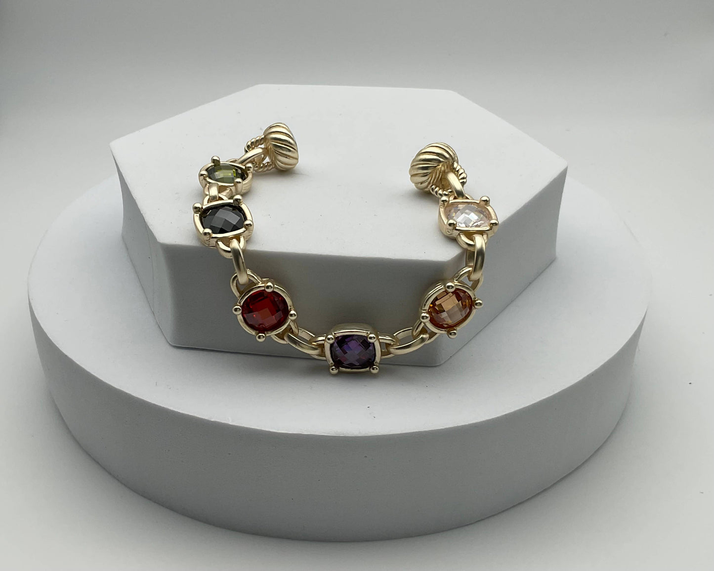 Matte Gold Multi Coloured Statement Bracelet