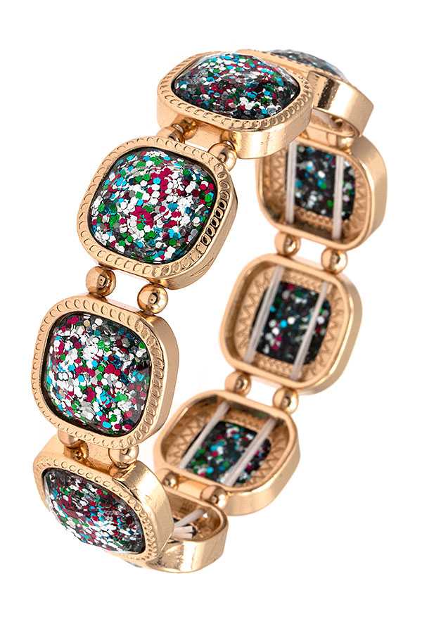 FACETED SQUARE GEM LINK BRACELET 394