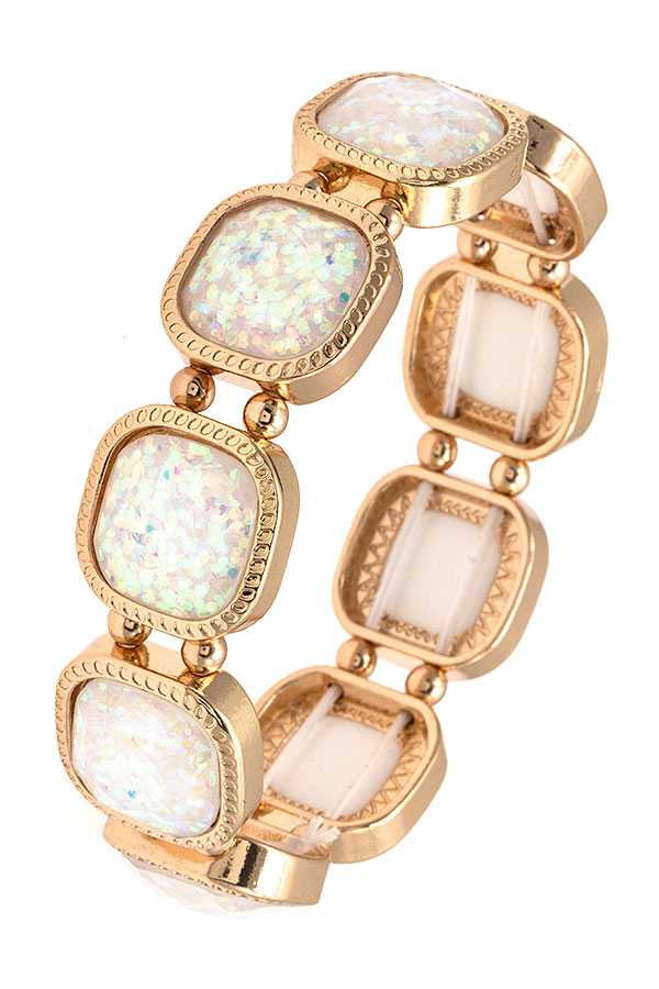 FACETED SQUARE GEM LINK BRACELET 394