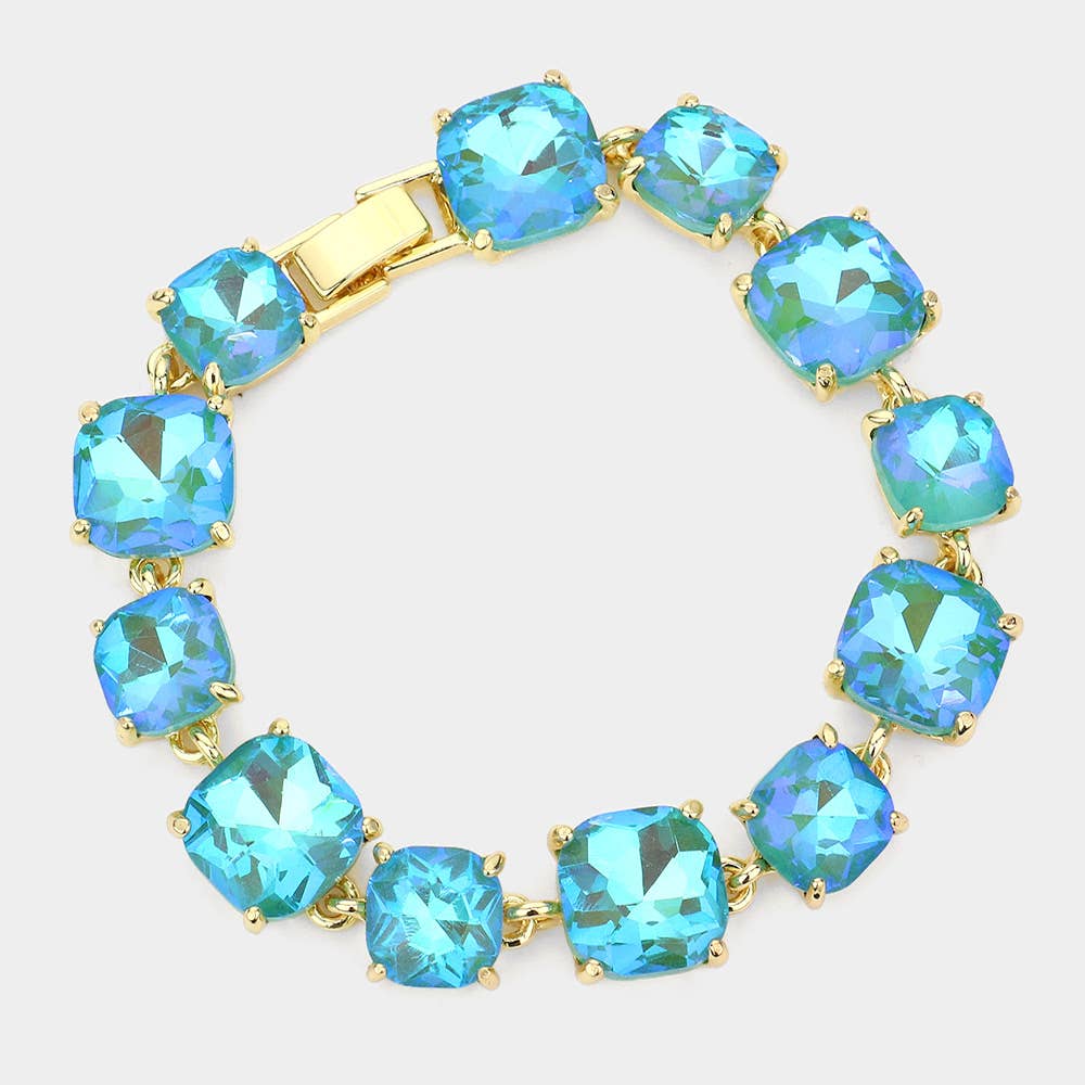 Cushion Square Stone Link Evening Bracelet