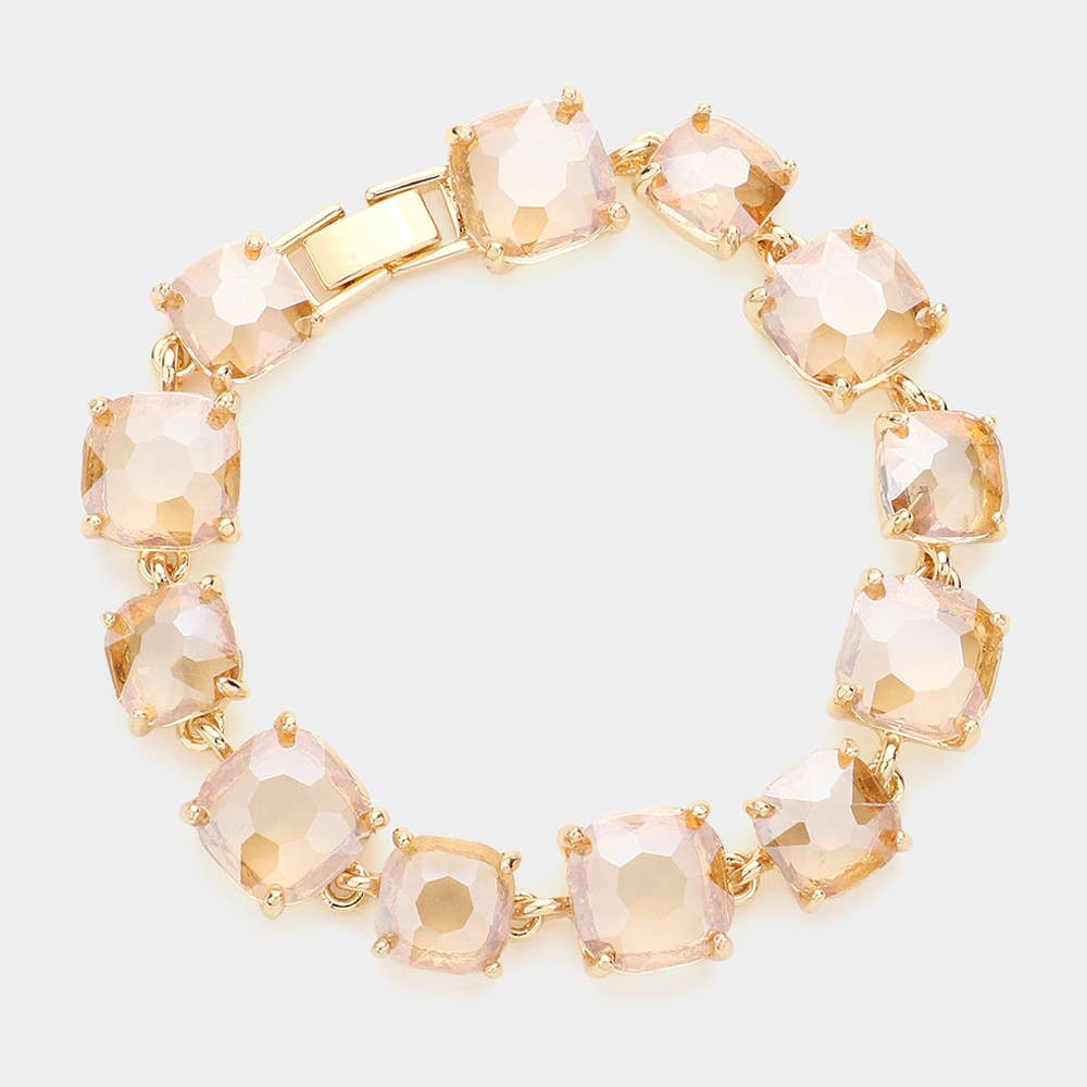 Cushion Square Stone Link Evening Bracelet
