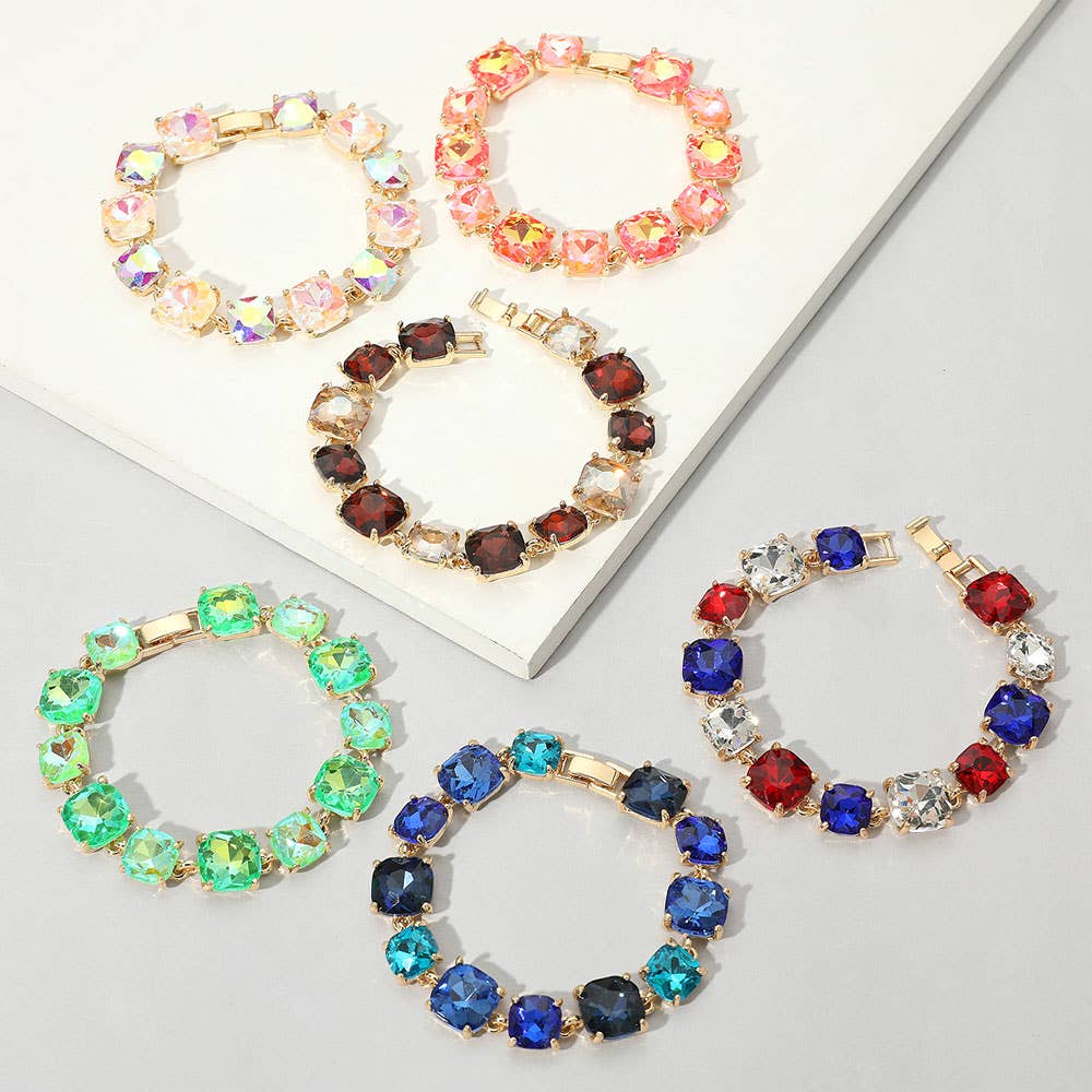 Cushion Square Stone Link Evening Bracelet