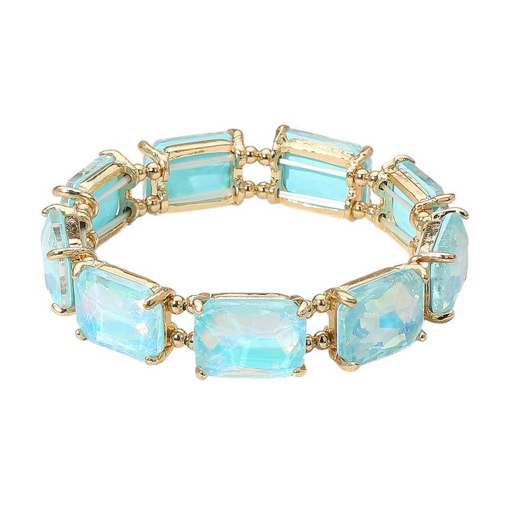 Cushion Rectangle Stone Stretch Evening Bracelet