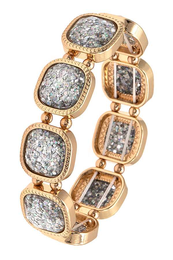 FACETED SQUARE GEM LINK BRACELET 394