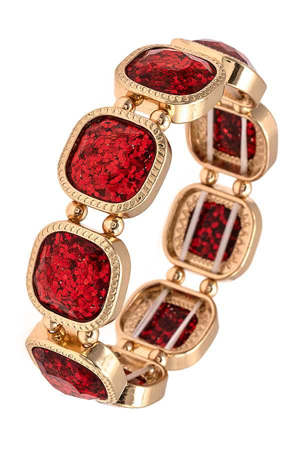 FACETED SQUARE GEM LINK BRACELET 394