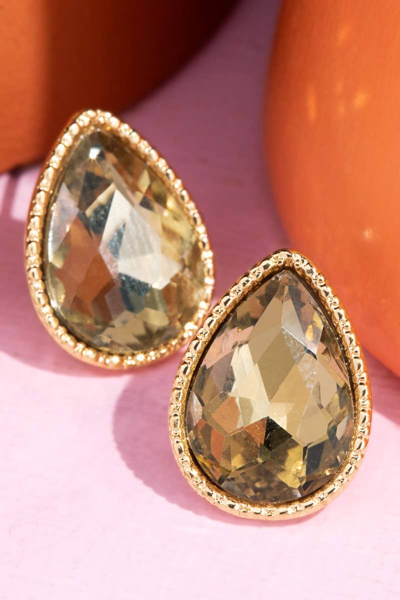 Glass Teardrop Stud Earrings