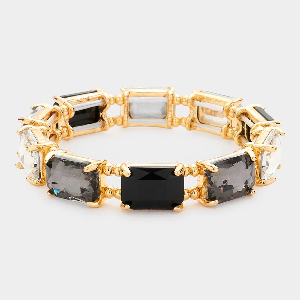 Emerald Cut Stone Stretch Evening Bracelet