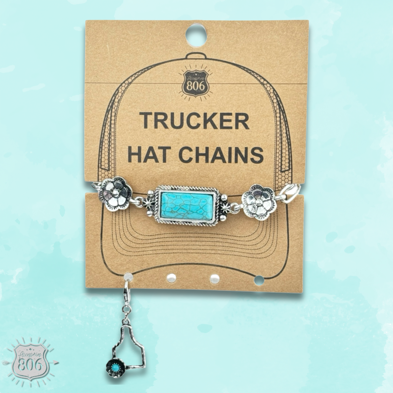 Stone rectangle trucker hat chain