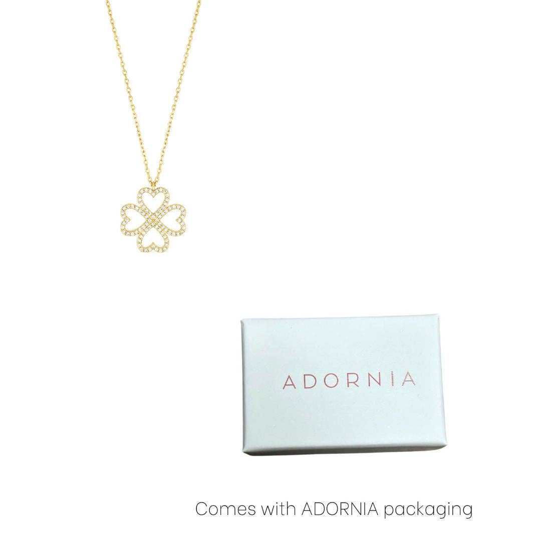 Heart-Shaped Pave Clover Necklace