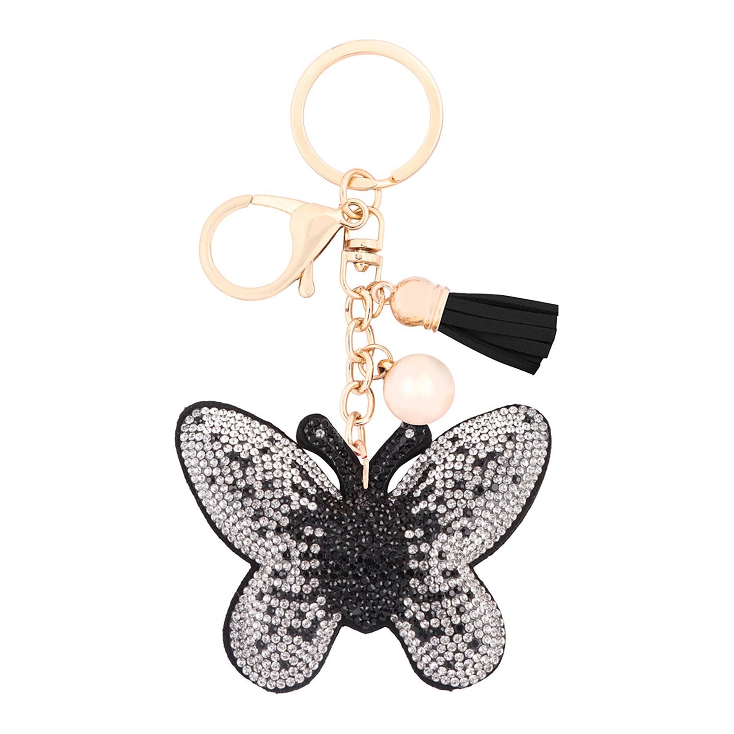 Butterfly Rhinestone Tassel Keychain