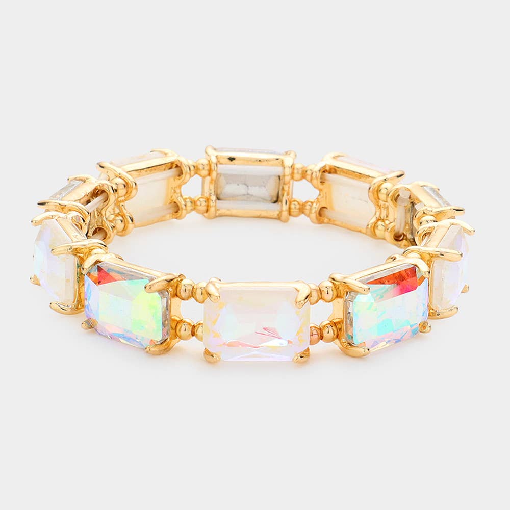 Emerald Cut Stone Stretch Evening Bracelet