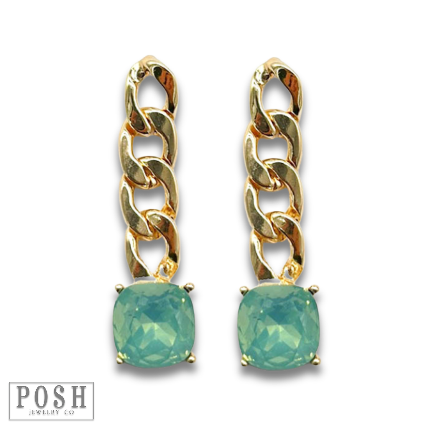Square rhinestone drop earring