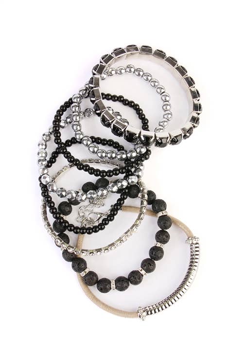 Mixed Beads Charm Multi Line Bracelet