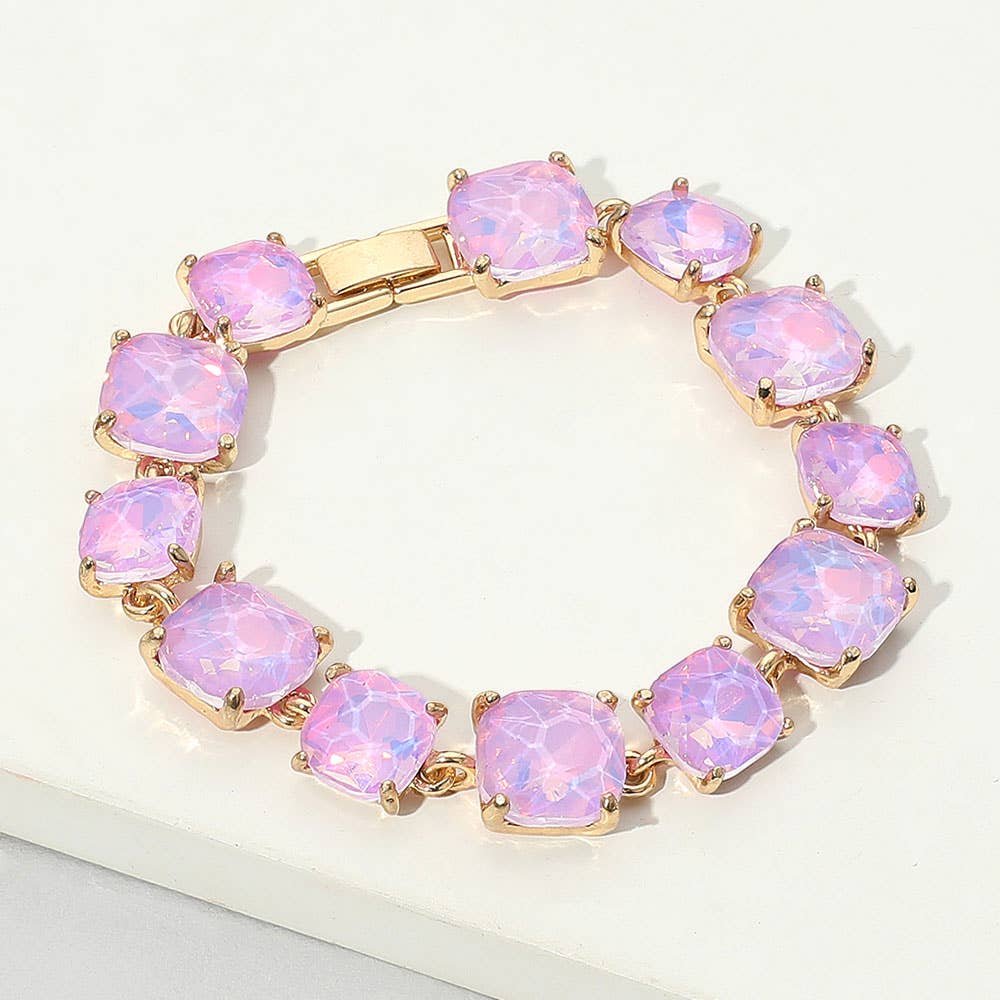 Cushion Square Stone Link Evening Bracelet