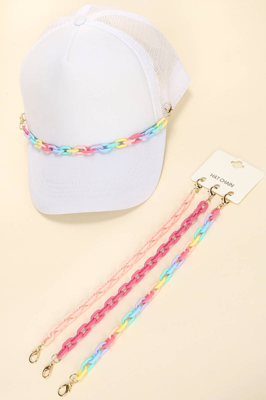 3pc Multicolored Acrylic Trim Hat Chain Set