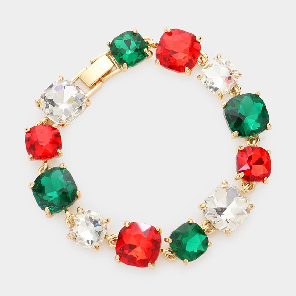 Cushion Square Stone Link Evening Bracelet