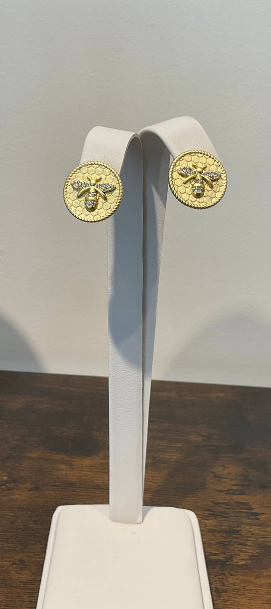 Honeycomb Bee Earrings