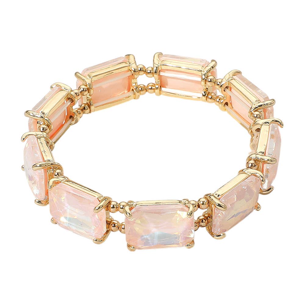 Cushion Rectangle Stone Stretch Evening Bracelet