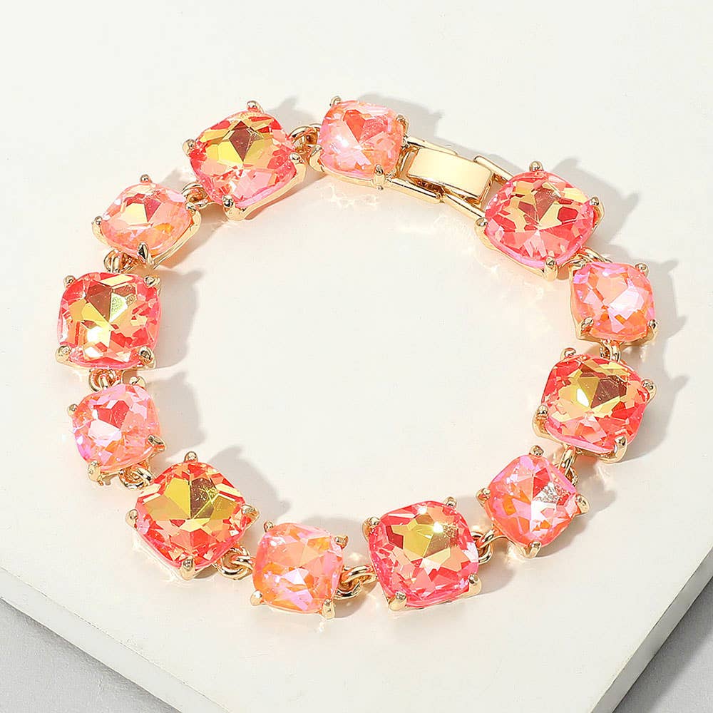 Cushion Square Stone Link Evening Bracelet