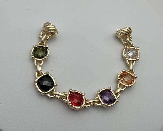 Matte Gold Multi Coloured Statement Bracelet
