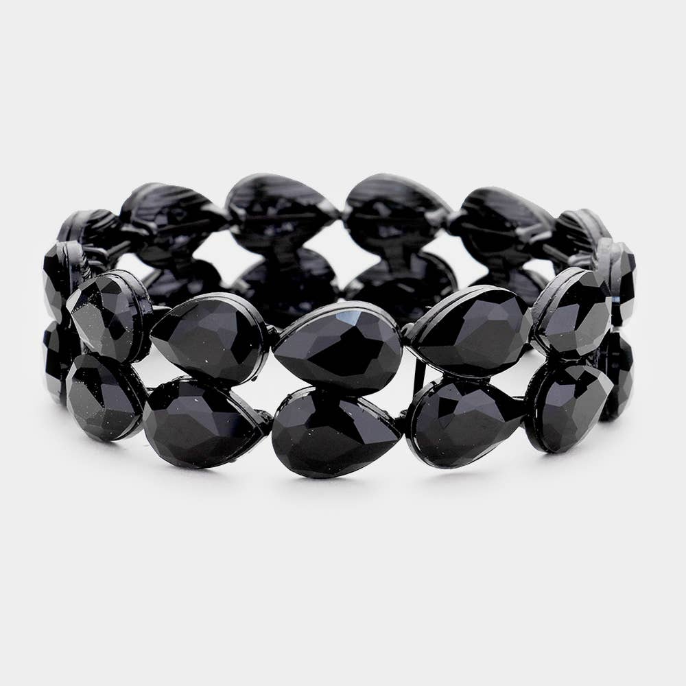 Glass Crystal Teardrop Stretch Evening Bracelet