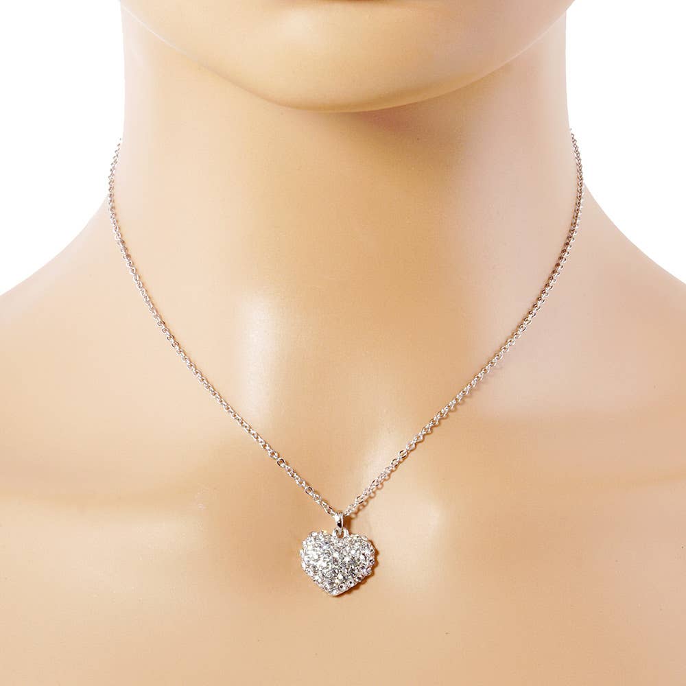 Crystal Pave Heart Pendant Necklace
