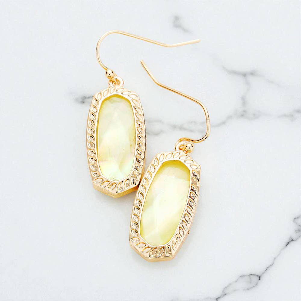 Glitter Leopard Hexagon Stone Dangle Earrings