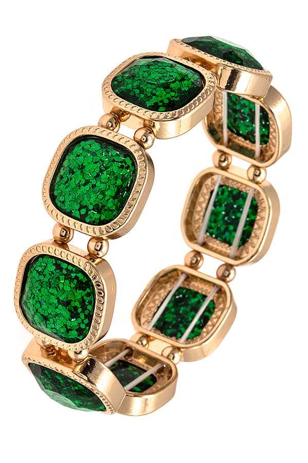 FACETED SQUARE GEM LINK BRACELET 394