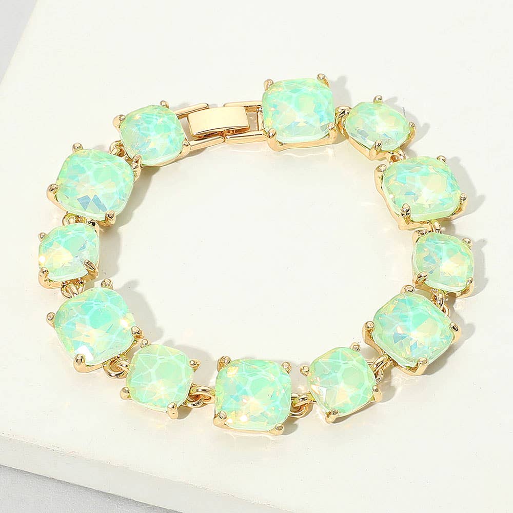 Cushion Square Stone Link Evening Bracelet