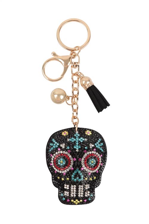 Sugar Skull Rhinestone Tassel Keychain Accessories