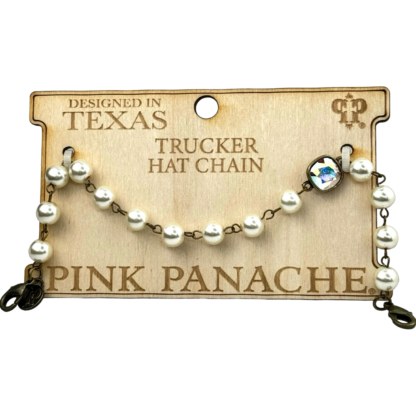 Trucker hat pearl bead chain with Austrian crystal